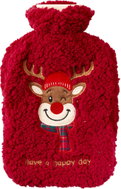 H&L red Christmas sherpa plush reindeer hot water bottle 1.75L - Warming Pad