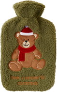 H&L Green Christmas Plush Sherpa Bear Hot Water Bottle 1.75L - Warming Pad