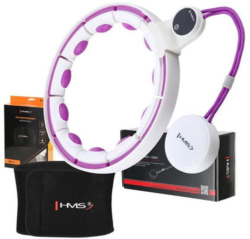 HMS Hula hoop set with weight HHM17 and slimming belt BR163 white/purple - Hula Hoop - Main image