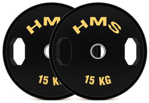 HMS Set of rubberized Olympic discs TOG15 2 × 15 kg - Gym Weight - Main image
