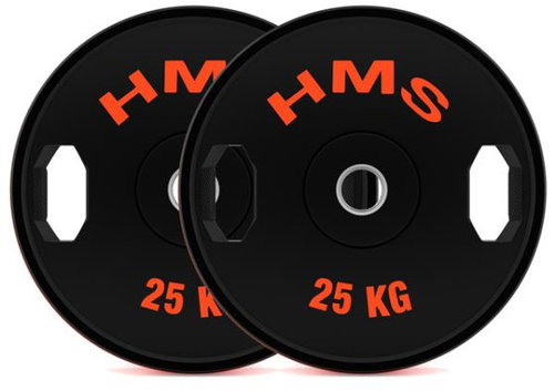 HMS Set of rubberized Olympic discs TOG25 2 × 25 kg - Gym Weight - Main image