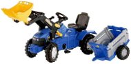 Farmtrac modrý s vlekom a predným nakladačom - Šliapací traktor