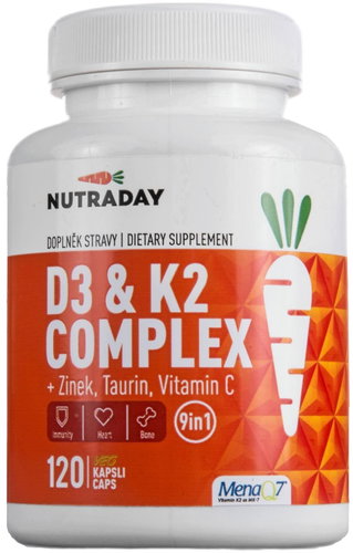 Nutraday D3 & K2 Complex, 120 rostlinných kapslí - Multivitamin - Main image
