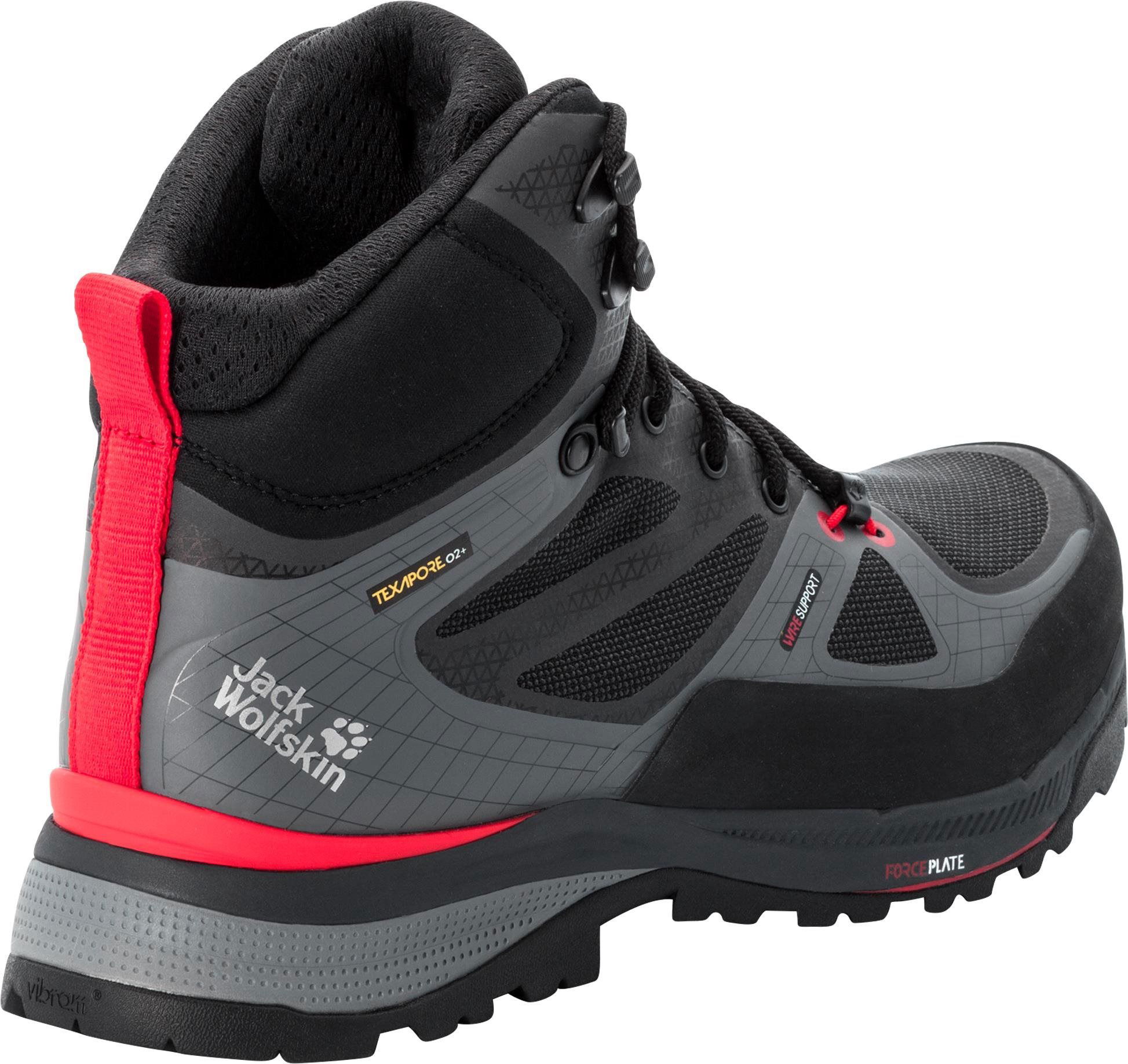 Jack Wolfskin Force Trekker Texapore MID M Black Red size EU 44.5 276mm Trekking Shoes alza.sk