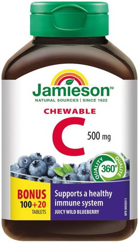 JAMIESON Vitamin C 500 mg blueberry 120 sucking tablets - Vitamin C - Main image