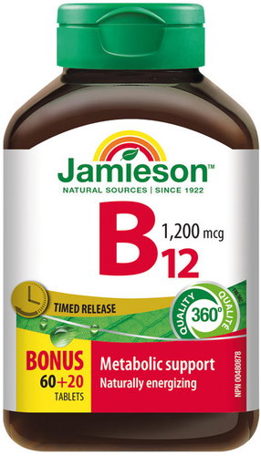 JAMIESON Vitamin B12 1200 mcg 60 + 20 Tablets - Vitamin B - Main image