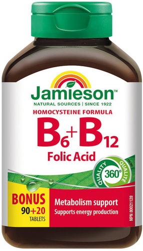 JAMIESON Vitamin B6&B12&Folic Acid Bonus 90 + 20 Tablets - B Complex - Main image