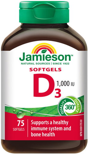 JAMIESON Vitamín D3 1000 IU Softgels 75 kapslí - Vitamin D3 - Main image