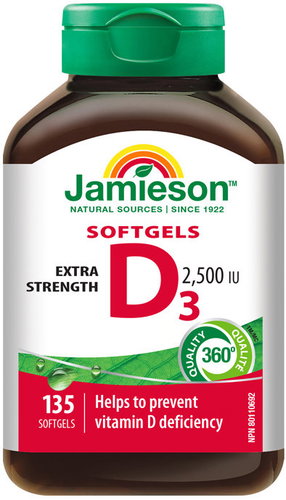 JAMIESON Vitamín D3 2500 IU 135 kapslí - Vitamin D3 - Main image
