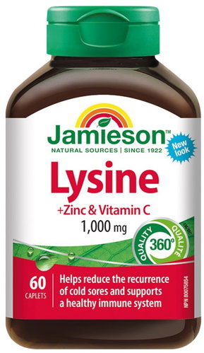 JAMIESON Lysine 1000 mg Immune Support + Zinc Vitamin C 60 tablets - Dietary Supplement - Main image