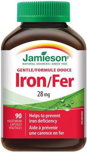 JAMIESON Gentle Iron Bisglycinate 28 mg + Vit. B, C 90 Capsules - Iron - Main image