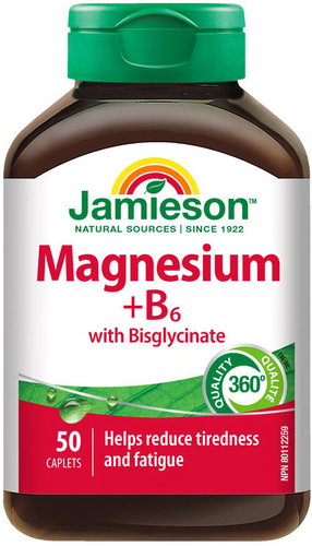 JAMIESON Magnesium + B6 with Bisglycinate 200mg 50 Tablets - Magnesium - Main image