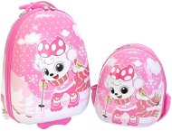 Children's suitcase with backpack T-class 3962, 25l + 15l (skier-pink) - Children's Lunch Box