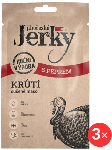 Jihočeské Jerky Turkey with pepper 3 x 20 g - Dried Meat - Main image