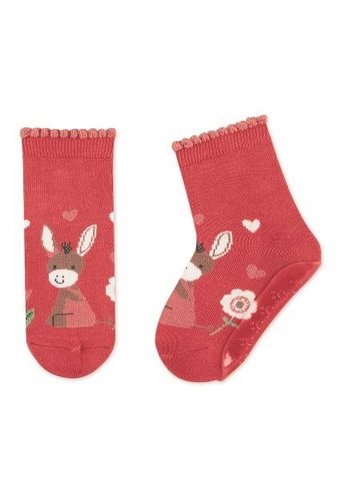 Sterntaler Abs non-slip foot Air red, donkey Emmily 8152187, 26 - Socks - Main image