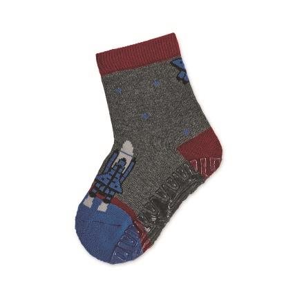 Sterntaler Abs non-slip footbed Air dark grey rocket 8132100, 28 - Socks - Main image