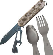 JKR Multifunctional knife with cutlery set, pixel camo - Multitool 