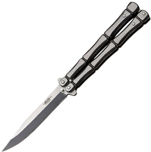 JKR Bow tie steel 10 cm, black - silver - Butterfly Knife - Main image