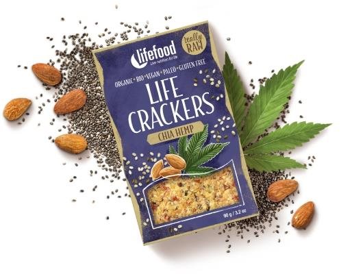 LIFEFOOD LIFE CRACKERS Hemp with chia RAW BIO - Healthy Crisps - Main image