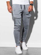 Ombre Clothing Fryderyk šedé-melanžové M - Tepláky