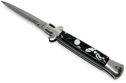 Foxter Italy Classic spring knife with brass elements black 22 cm - Pocket Knife - Main image