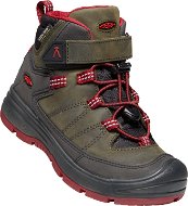 Keen Redwood Mid WP Y, Steel Grey/Red Dahlia, size EU 32.5/197mm - Trekking Shoes