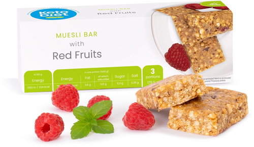 KetoDiet STAY FIT Muesli bar - Red Fruits ( 3pcs) - Keto Diet - Main image