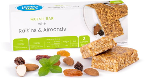 KetoDiet STAY FIT Muesli bar - Raisins and almonds ( 3pcs) - Keto Diet - Main image