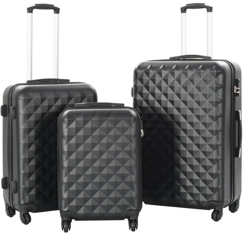 VidaXL Set of wheeled suitcases 3 pcs, black, ABS - Case Set - Main image