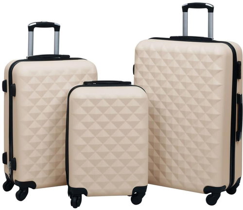 VidaXL Set of wheeled suitcases 3 pcs, gold, ABS - Case Set - Main image