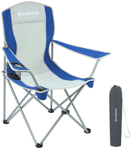 KING CAMP Folding camping chair with armrests steel, blue - Camping Armchair - Main image