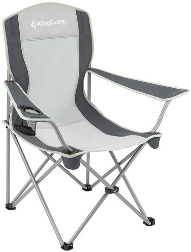 KING CAMP Folding camping chair with armrests steel, black-grey - Camping Chair - Main image