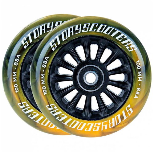 Story Star Stunt Scooter wheels 2 pcs 100 mm black-yellow - Scooter Wheels - Main image