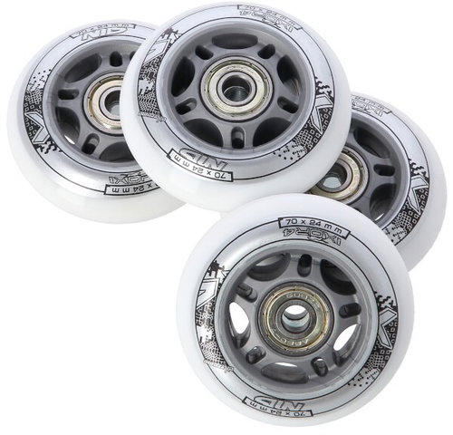 NILS EXTREME Set of white PU wheels 70 × 24 + ABEC7 bearings - Inline Skate Wheels - Main image