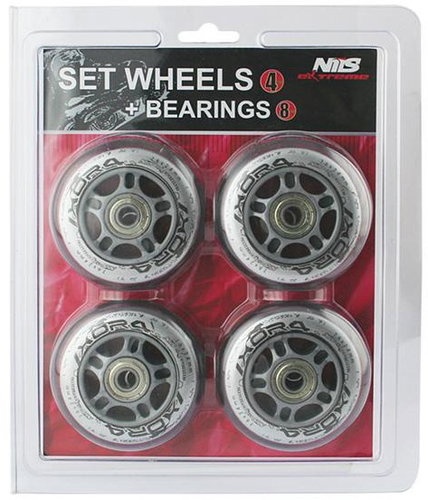 NILS EXTREME Set of clear PU wheels 70 × 24 + ABEC7 bearings - Inline Skate Wheels - Main image