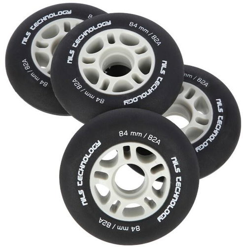 NILS EXTREME Matte PU Wheels 84 × 24 82A, black, 4 pcs - Inline Skate Wheels - Main image