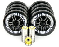 BH Black wheel set 90 mm/84A (8 pcs) + ABEC9 bearings (16 pcs) - Inline Skate Wheels