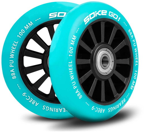 SOKE Wheels 100 mm, turquoise 2 pcs - Scooter Wheels - Main image