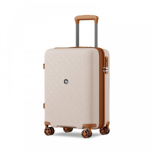 KONO 2594 Expandable spinner suitcase, 53,5 cm, beige/brown - Suitcase - Main image