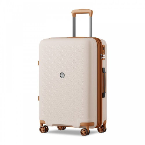 KONO 2594 Expandable spinner suitcase, 65 cm, beige/brown - Suitcase - Main image