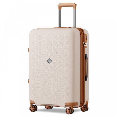 KONO 2594 Extendable spinner suitcase, 76 cm, beige/brown - Suitcase - Main image