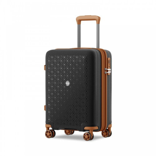 KONO 2594 Expandable spinner suitcase, 53,5 cm, black/brown - Suitcase - Main image