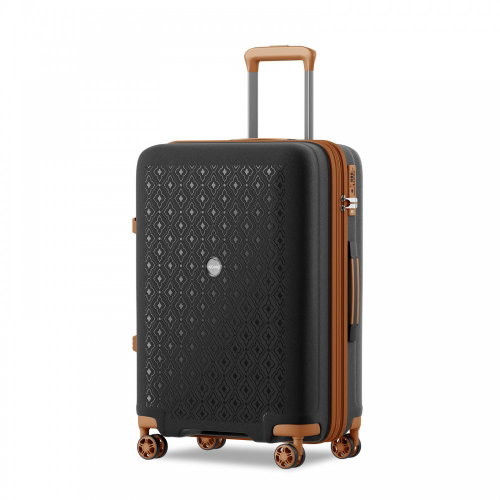 KONO 2594 Expandable spinner suitcase, 65 cm, black/brown - Suitcase - Main image