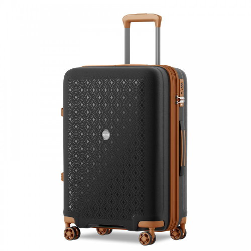 KONO 2594 Expandable spinner suitcase, 76 cm, black/brown - Suitcase - Main image