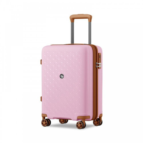 KONO 2594 Expandable spinner suitcase, 53,5 cm, pink/brown - Suitcase - Main image