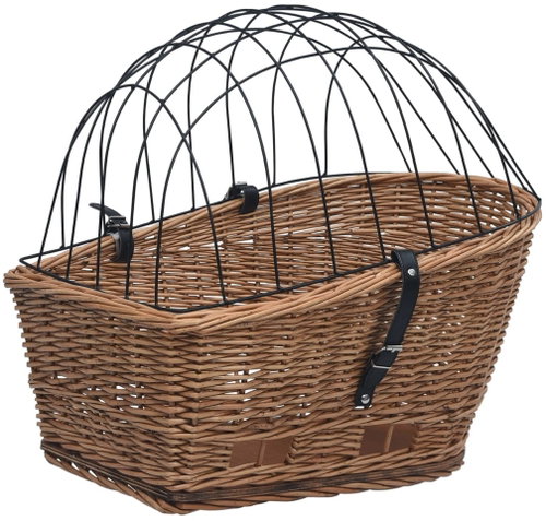 Rear wheel basket with cover 55 x 31 x 36 cm natural willow - Bike Basket - Main image