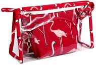 KUFRYPLUS Cosmetic bag set 3 pcs TB14442 red with flamingos - Make-up Bag
