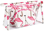 KUFRYPLUS Cosmetic bag set 3 pcs TB14444 white with flamingos - Make-up Bag