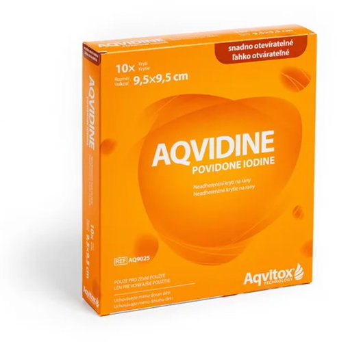 Aqvidine Povidone Iodine 9.5 × 9.5cm 10pcs - Paraffin Gauze Dressings - Main image