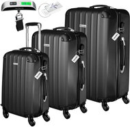 TecTake Talia 3-piece suitcase set with weight and luggage tag, black - Case Set
